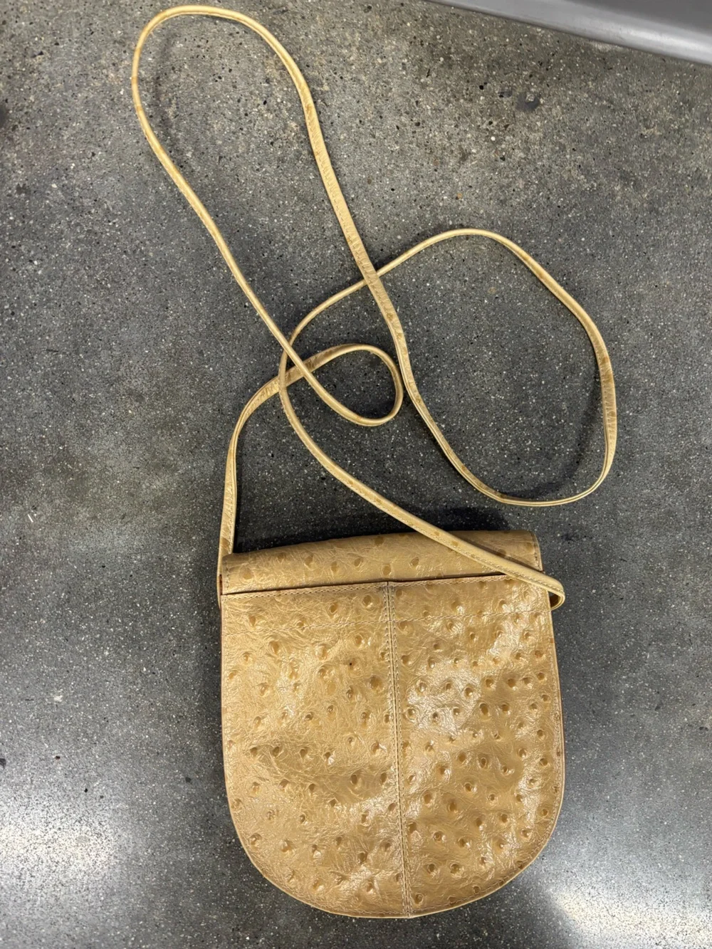 HOBO Ochre Ostrich-Embossed Crossbody Bag